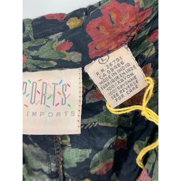 PASSPORTS OF PIER 1 IMPORTS Women's Vintage Green Floral Long Sleeve Dress SZ L - Picture 10 of 12